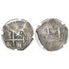 Image 1 : Lima, Peru, cob 8 reales, 1700H, encapsulated NGC VF details / environmental damage.
