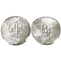 Lima, Peru, cob 2 reales, 1692V, encapsulated NGC VF 35.
