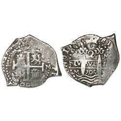 Lima, Peru, cob 2 reales, 1709M.