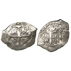 Lima, Peru, cob 2 reales, 1734N.