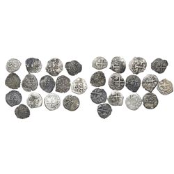Lot of fourteen Lima, Peru, cob 1/2R of Philip V (pre-Louis I), all dated, as follows: 1703, 1704, 1