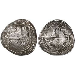 Potosi, Bolivia, cob 8 reales, Philip II, assayer M to left, very rare, Yriarte, Sellschopp, Gruntha