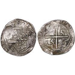 Potosi, Bolivia, cob 8 reales, Philip II, assayer B (1st period, "Lima style"), ex-Craig.