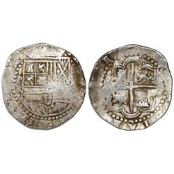 Potosi, Bolivia, cob 8 reales, Philip II, assayer RL.