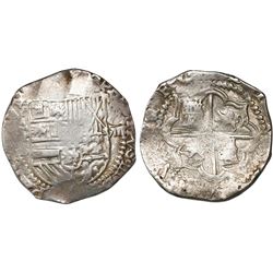 Potosi, Bolivia, cob 8 reales, Philip III, assayer B, rare.