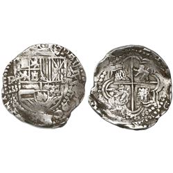 Potosi, Bolivia, cob 8 reales, Philip III, assayer B, rare.