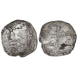 Potosi, Bolivia, cob 8 reales, Philip III, assayer B, rare.