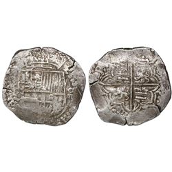 Potosi, Bolivia, cob 8 reales, Philip III, assayer C or C/Q, rare.