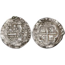 Potosi, Bolivia, cob 4 reales, Philip II, assayer B (1st period).