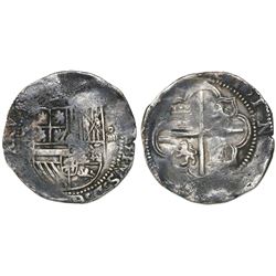 Potosi, Bolivia, cob 4 reales, Philip II, assayer B (1st period).