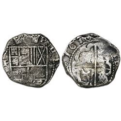 Potosi, Bolivia, cob 4 reales, 1630T, rare.