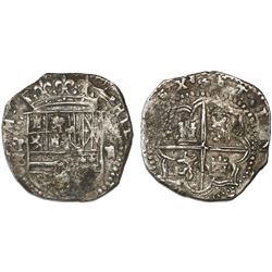 Potosi, Bolivia, cob 2 reales, Philip II, assayer B/L (1st period), rare.