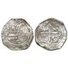 Image 1 : Potosi, Bolivia cob 2 reales, Philip II, assayer B (2nd period), unique error with upside-down -AS f