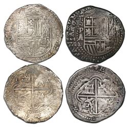 Lot of two Potosi, Bolivia, cob 2 reales, Philip II, assayer A/B.