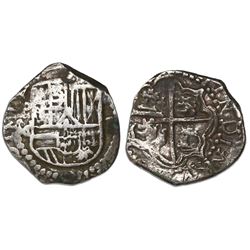 Potosi, Bolivia, cob 2 reales, Philip III, assayer M/Q, rare.
