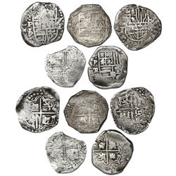 Lot of five Potosi, Bolivia, cob 2 reales, Philip IV, assayers T, P and TR (1620s-1630s).