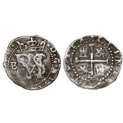 Potosi, Bolivia, cob 1/2 real, Philip II, assayer B/A to left, rare.