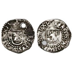 Potosi, Bolivia, 1/4 real, Philip II, assayer L (1st period) to right, mintmark P to left (P-L), rar