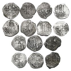 Lot of seven Potosi, Bolivia, cob 2 reales of Philip IV, assayer E, all dated, as follows: 1654, 165