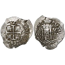 Potosi, Bolivia, cob 2 reales, 1683V.