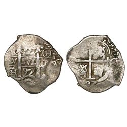 Potosi, Bolivia, cob 2 reales, 1697CH, rare.
