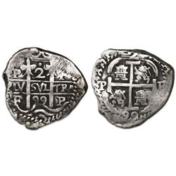 Potosi, Bolivia, cob 2 reales, 1699F.