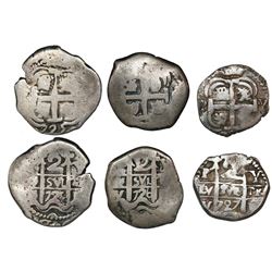 Lot of three Potosi, Bolivia, cob 2 reales of Louis I (not visible), assayer Y, dated 1725, 1726 and