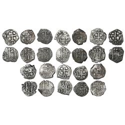 Lot of twelve Potosi, Bolivia, cob 2 reales, Philip V (post-Louis I), all dated, as follows: 1728M,