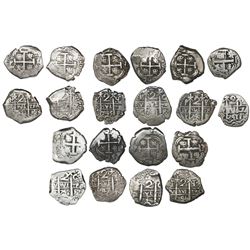 Lot of ten Potosi, Bolivia, cob 2 reales, Philip V, all dated, as follows: 1740P, 1741P, 1742P, 1742