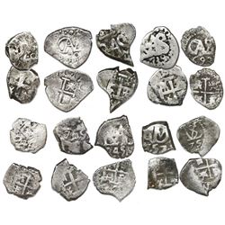Lot of ten Potosi, Bolivia, cob 1/2R, various dates (all visible), as follows: 1670, 1675, 1693, 173