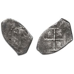 Bogota, Colombia, cob 1/2 real, Philip IV, assayer not visible, mintmark NR to left.