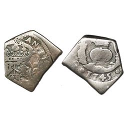 Guatemala, cob 2 reales, 1745(J), rare, ex-Richard Stuart.