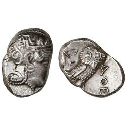 Attica, Athens, AR tetradrachm, "owl," late mass coinage issue ca. 393-294 BC