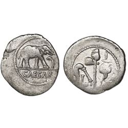 Roman Empire, AR denarius, Julius Caesar, 49-48 BC, Military mint traveling with Caesar, elephant ab