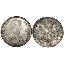 Potosi, Bolivia, bust 8 reales, Ferdinand VII, 1814PJ.