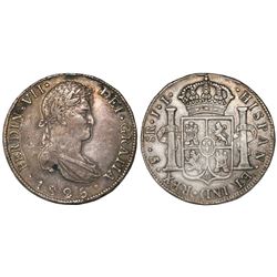 Potosi, Bolivia, bust 8 reales, Ferdinand VII, 1825JL.