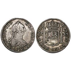 Potosi, Bolivia, bust 4 reales, Charles III, 1778JR, NEX instead of REX in legend, very rare, ex-Sel