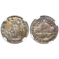 Potosi, Bolivia, 1/2 sol, 1830JL, six-point stars, encapsulated NGC MS 62.