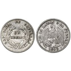 Santiago, Chile, 1 decimo, 1892/82, "DEECIMO" error (unlisted).