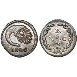 Popayan, Colombia, 1/4 real, 1826RU, rare, encapsulated NGC MS 62.