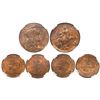 Image 1 : Lot of three French bronze coins in NGC slabs: Paris 5 centimes 1898, Marianne bust, MS 64 RB; Boudr