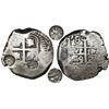 Image 1 : Guatemala, 8 reales, TWO sun-over-mountains countermarks (Type II, 1839) on a Potosi, Bolivia, cob 8