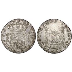 Mexico City, Mexico, pillar 8 reales, Philip V, 1737MF.