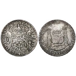 Mexico City, Mexico, pillar 8 reales, Ferdinand VI, 1750MF.