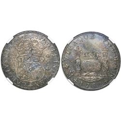 Mexico City, Mexico, pillar 8 reales, Charles III, 1762/1MM, rare, tip of cross between H and I, sin