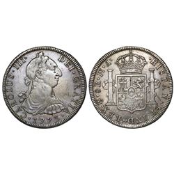 Mexico City, Mexico, bust 8 reales, Charles III, 1773FM, initials facing rim.