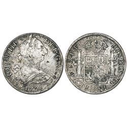 Mexico City, Mexico, bust 8 reales, Charles III, 1776FF, with chopmarks as from circulation in the O