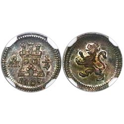 Mexico City, Mexico, 1/4 real, 1803, encapsulated NGC MS 63.