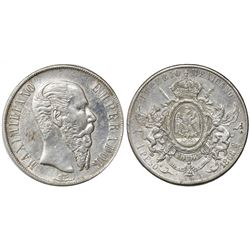 Mexico City, Mexico, 1 peso, 1866, Maximilian, with chopmark as circulated in the Orient.