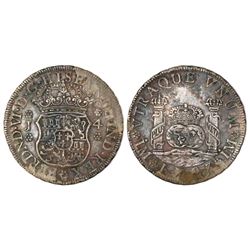 Lima, Peru, pillar 4 reales, Ferdinand VI, 1753J.